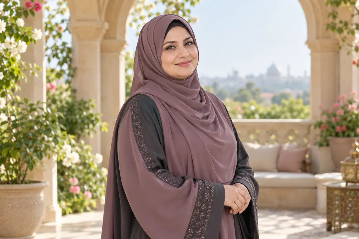 Muslim woman in modest traditional attire — representative bridal banner